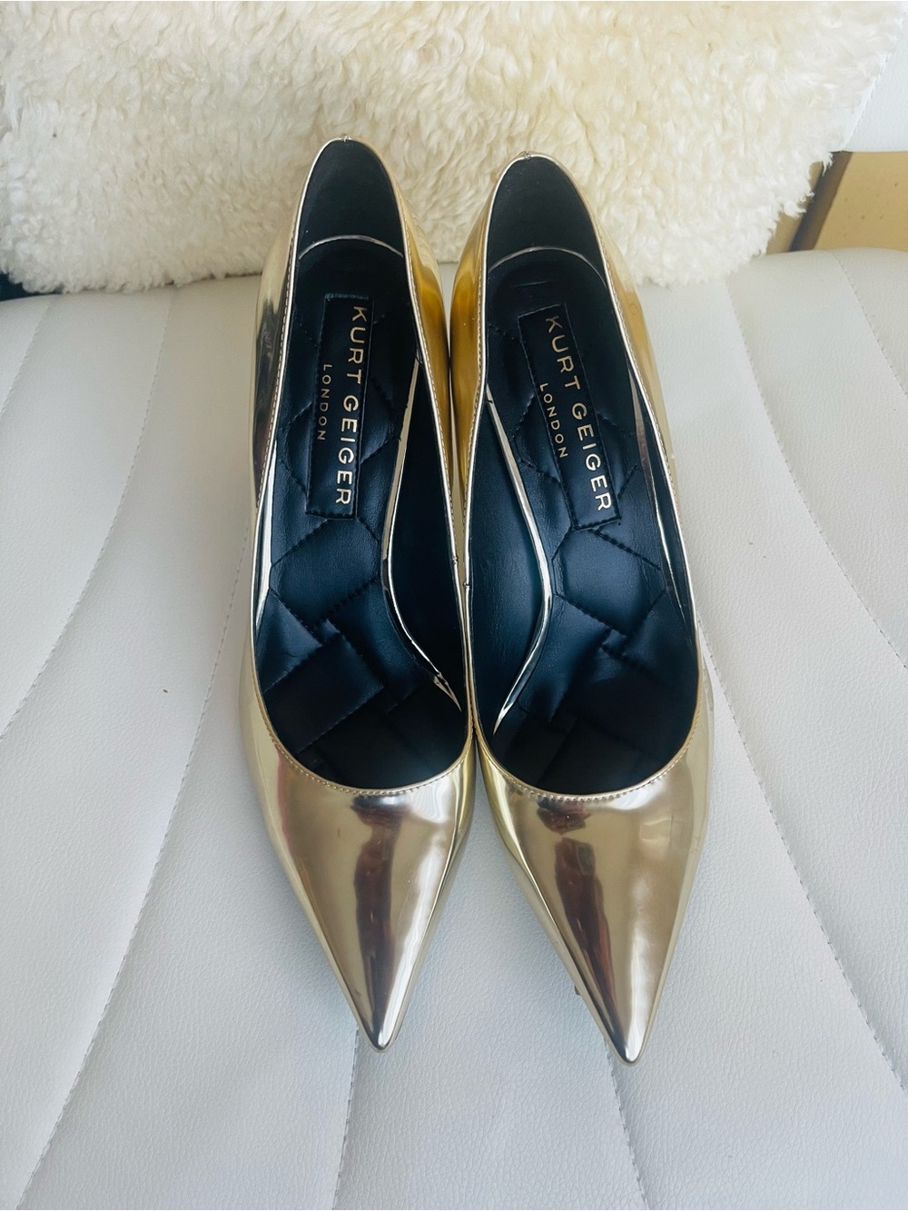Kurt Geiger Metallic Gold Pointed-Toe Pumps